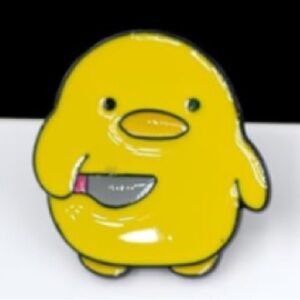 NEW Duck w/ Knife Enamel Pin Cute Funny Yellow